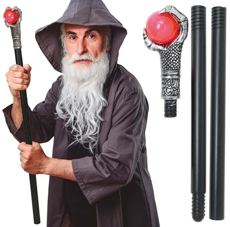 FIESTAS GUIRCA | Bâton à Griffes Détachable (78 cm) - Arme Blanche de Jouet pour Costumes Médiévaux et Fêtes de Fantaisie - Accessoire Idéal pour Halloween - Tous les Utilisateurs - Noir Argent