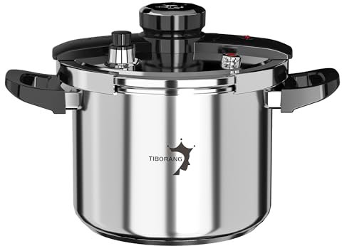 TIBORANG 8.5 QT Stainless Steel Pressure Cooker, [Multi-Cooker for Gas & Induction Stove] [Saves 70% Cooking Time] [One-Hand Operation], Family Size for 3-5 People, Olla de Presion