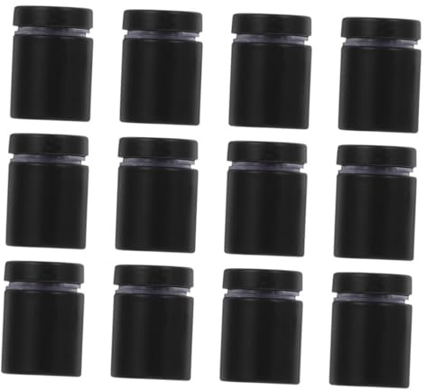 CHILDWEET 12pcs Stainless Steel Black Advertising Standoff Screws 12x20mm Hollow Mounting Hardware for Glass and Sign Displays