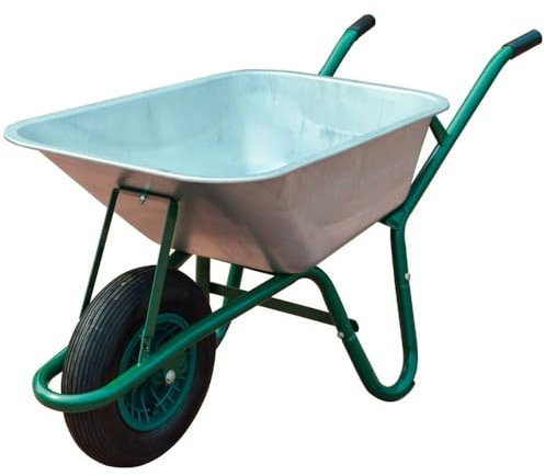 TuffLine Wheelbarrow Wheel with 85-Litre Capacity, Galvanised Steel Tub, Pneumatic Tyre for Rough Terrain, Ergonomic Handles for Heavy Garden Tasks, Builders Barrow