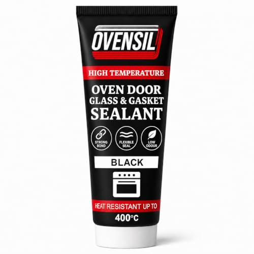 High Temperature Silicone Sealant – Black Oven Door Repair Silicone Adhesive – Heat Resistant up to 400°C (40g)