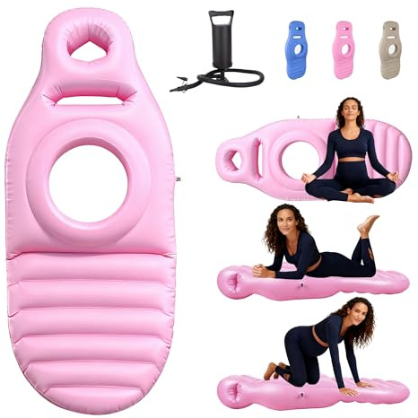 DpTerranubis Cuscino gonfiabile per la gravidanza, materasso gonfiabile in PVC perforato, materassino per sdraiarsi sulla pancia, galleggiante per chi dorme a pancia in giù (con pompa) (Pink)