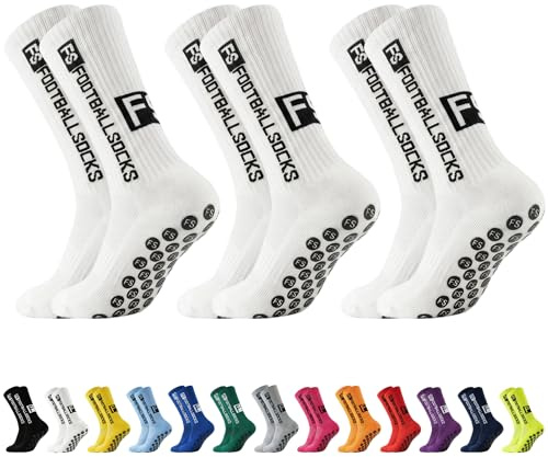 AYEUPZ 3 pares de calcetines de fútbol para hombre y mujer, calcetines deportivos 39-46, calcetines deportivos antideslizantes para fútbol, baloncesto, correr (3 blancos)