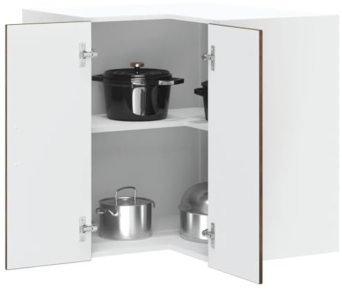 LoogCape Kalmar Armoire d'angle suspendue en bois de chêne fumé - Montage mural - 57 x 57 x 60 cm - Charge maximale de 60 kg - Espace de rangement pour cuisine, salle à manger et salon