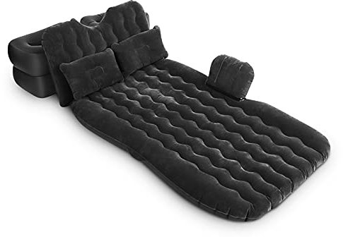 EBTOOLS Aufblasbare Auto-Matratze mit Luftpumpe Tragbare Luftbett Auto Matratze für Reisen Camping Outdoor Aktivitäten, 2 Aufblasbare Hocker Luftkissen, Schwarz