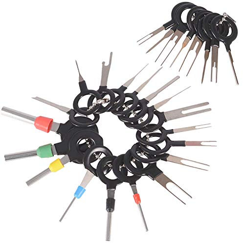 CESFONJER 26 Stk KFZ Kabel Stecker Ausbau Werkzeug Terminal Steckverbindung Demontage Entriegelungswerkzeug für Flach- und Rundsteckkontakte
