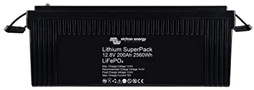 Victron Energy Batería de Litio SuperPack de 12,8 voltios y 200 Ah de Alta Corriente LiFePO4 de Ciclo Profundo con BMS Integrado e Interruptor de Seguridad (M8)