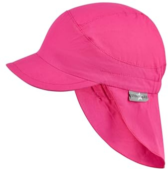 Sterntaler Schirmmütze Nacken Basic - Mädchen Baby- und Kinder Mütze mit Nackenschutz - UV-Schutz 50+ Hut aus Popeline (Bio) - leichte Sommer Kopfbedeckung mit Gummiband - Magenta, Größe 47