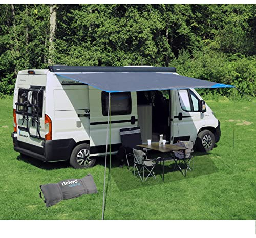 deiwo Essential Sonnensegel 4,50 x 2,4 m für Wohnwagen Wohnmobil Wassersäule 2000mm Markise Grau