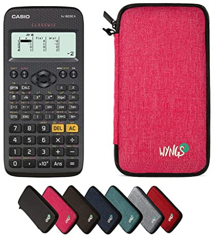 Casio fx-83GT X Schwarz inkl. WYNGS Schutztasche Pink - Wissenschaftlicher Taschenrechner - Basic Set