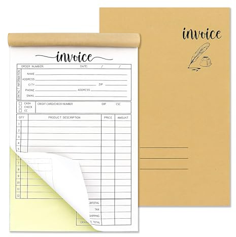 Lesnala 2Pcs 2-Part Invoice book Carbonless order form,50 sets each,White/Yellow 5.5 x 8.3 inches Which Can Use in Store Warehouse Office Restaurant and so on