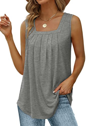 Saloogoe Tank Tops for Women Loose Fit Sleeveless Tops Flowy Nursing Tanks Soft Grey S