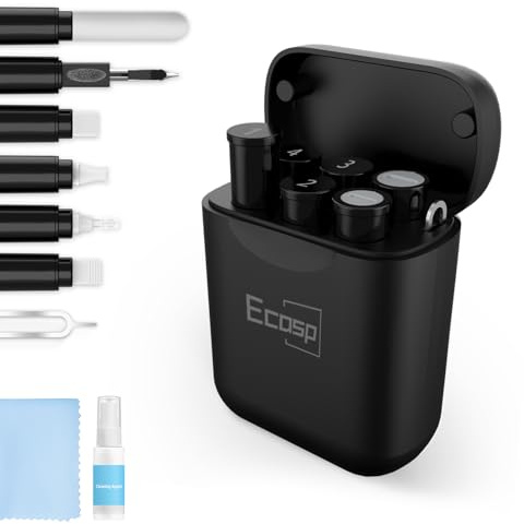 ECASP Cleaner Kit for AirPod,Multi-Tool iPhone Cleaning Kit,Cell Phone Cleaning Repair & Recovery for iPhone & iPad(Type C)Charging Port,Lightning Cables&Connectors,Easy to Store & Carry Design,Black