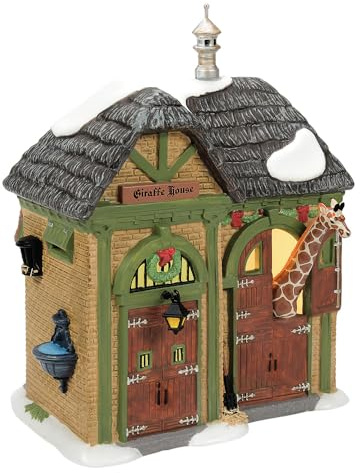 Department 56 Dickens Village Collection A Calf in Time for Christmas Giraffe House Lit Building- Hand Crafted Painted Porcelain Christmas Village Houses with Lights Home Decor Buildings, 6 Inch