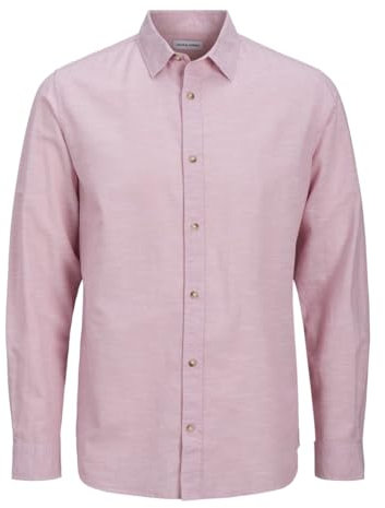 JACK & JONES Jjesummer Ls Sn T-Shirt Chemise à Manches Longues, Rose Tendre, L Hommes