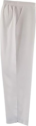 REEVE Smart Fit Polyester Half Elasticated Waist Pull On Work Trousers Women Activewear, Soft & Breathable Fabric Womens Trousers, Size 8-24 (22, Short, White)