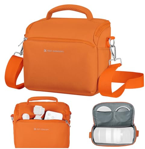 K&F CONCEPT Bolsa Funda Cámara Réflex Impermeable Pequeño Estuche Crossbody para cámara de Hombro con Correa Ajustable DSLR/SLR/Mirrorless Compact Photography Bags (G-Naranja)