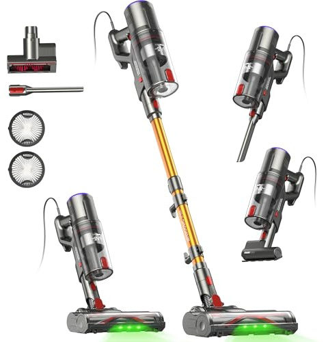 FAMIVAC FV2 Aspiradora con Cable, 65Kpa/600W Aspirador Potente con Cepillo para Colchón, 1,8KG Ligera, Cable 7M, 1,5L, Cepillo Antienredos & Autoportante para Alfombras, Suelos, Pelos de Mascotas