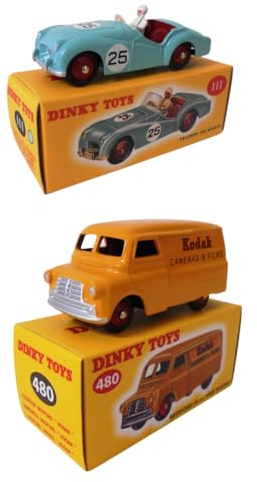 OPO 10 - Lotto di 2 Dinky Toys Triumph TR2 Sports + Bedford Van Kodak - Auto in Miniatura 1/43 111+480 LDA1