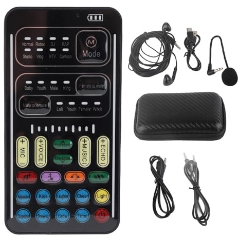 Bonbela I9 Voice Changer Set Multifunktion Bärbar Inspelning Mini Ljudkort för Game Anchor Recording Computer (Engelsk version)