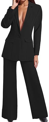pvucpot Tailleur Donna Pantaloni e Giacca Taglie Forti Elegante Completo da Donna Maniche Lunghe Business Completa Tinta Unita Completo di Pantaloni e Blazer Due Pezzi per Matrimoni e Feste