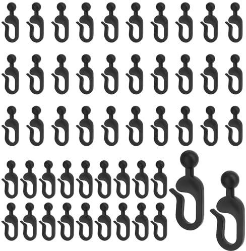 lasuroa 50 Kunststoffhaken für Pavillonvorhänge, Leichtgängige Gleitschienenhaken Langlebiges Pavillonzubehör für Moskitonetze Baldachine Badezimmervorhänge Zuhause (Schwarze)