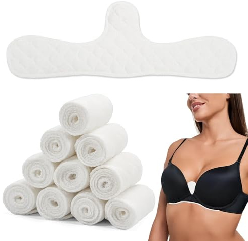 10-Pcs Bra Liners for Sweat Cotton Interdry Bra Liner, Washable Triple-Layer Breast Under Bar Sweat Pads, Breathable for Summer Sport and Nursing