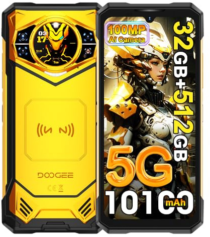 DOOGEE S200 X 5G Cellulari, 32GB + 512GB (2TB), 10100mAh/33W, Rugged 5G Smartphone, 100MP + 20MP (Vision Nocturne) + 20MP Telefono, 6,72 pollici FHD+ 120Hz + 1.32 AMOLED Smartphones Giallo