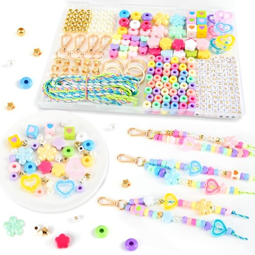 NEBURORA Kit para hacer llaveros con cuentas de colores, 324 piezas