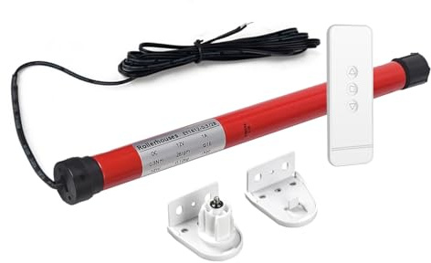 Rollerhouse 12 V inkopplad med fjärrkontroll persienner motor kit fjärrkontroll rullskugga motor eftermontering 1 tum och 1-1/8 tum elektrisk persienn rörkraft med låg spänning 12 V DC – två kablar