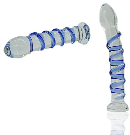 - Godemiché en verre - Shades of Plug Body Grey - Boules de grande taille - Transparent - Massage de luxe - Jouet érotique pour femme et homme - Perles - Vibromasseur en verre (bleu)