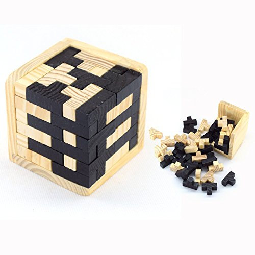 XLKJ 3D Puzzle Holz Denkspiel,Logikspiel Im Holzrahmen,Knobelspiel Geduldspiel,Logikspiel Im Holzkasten,Erzieherisches Spielzeug Für Kinder Und Erwachsene