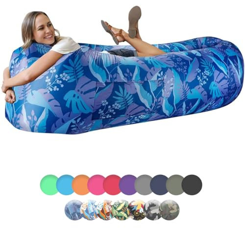 WEKAPO Aufblasbare Liege Luftsofa Stuhl,Tragbare Couch für Strand, Camping, Picknick,Camping & Wandern Ausrüstung mit Kompressionssack,Leicht und einfach einzurichten Lufthängematte