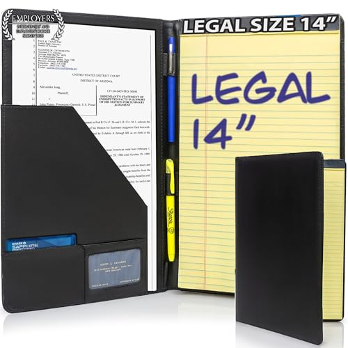 Legal Size Padfolio, 8.5 x 14 Inch Portfolio Folder for Legal Pad, Professional Padfolio for Job Interviews, Business Meetings, and Attorneys
