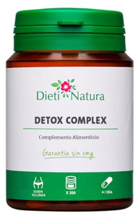 Dieti Natura Detox Complex 200 Cápsulas - Detoxica el Organismo y Elimina Toxinas - Detox Depurativo Hígado con Diente de León, Rabos de Cereza y Fumaria (200 Cápsulas, Original)