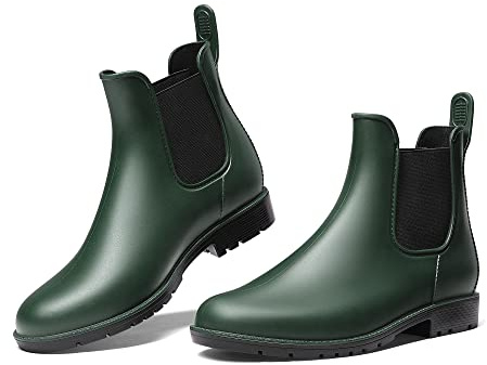 DREAM PAIRS Botas de Agua Mujer Chelsea Zapatos de Lluvia Impermeable Wellington Botines de Goma de Moda Flexible y Antideslizante,Size 40,Verde/Oliva,SDRB2201W-E