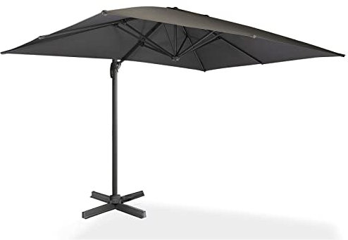 IDMarket - Parasol déporté inclinable rotatif 360 CALVI gris 3x4 M avec housse