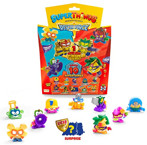 SUPERTHINGS Rescue Force Series, 10-pack samlarfigurer, inklusive 3 speciella superthings kromeffekt, inkluderar också en superThing guld överraskning. 2/2-pack