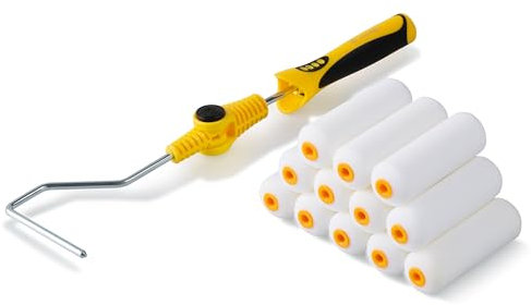 Voomey 10.2 cm kleiner Farbroller, Schaumstoff-Farbroller, Farbroller ohne Tablett, 10.2 cm Multi-Winkel-Verlängerung, Farbroller, Eckfarbe, reicht in die Ecken und Winkel, Türen, Schränke usw