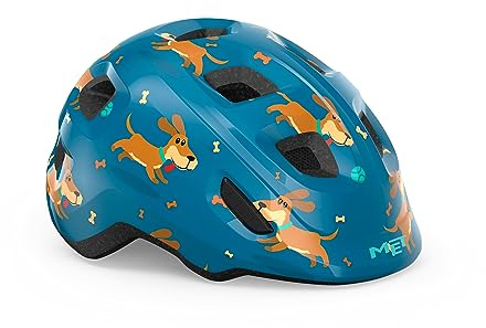 MET Hooray Kids Cycling Helmet, Glossy Blue Teckel, Size 46-52cm
