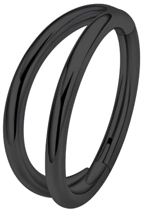 Decentraland 1 Stück 16G Schwarz Durchmesser 8mm 316L Double Hoop Edelstahl Scharnier-Nasenring Knorpelohrring Septumringe Daith Tragus Ohrringe Segment Clicker Lippenpiercing-Schmuck