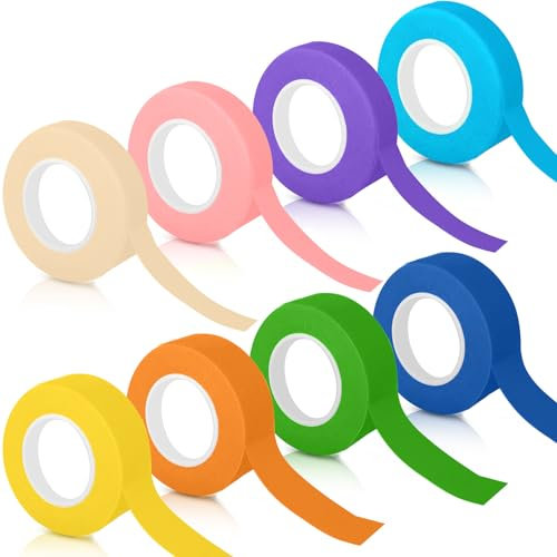 HavaCue Lot de 8 Rouleaux de Washi Tape Scotch Couleur,15MM*12M/20MM*12M Masking Tape Scotch Decoratif,Pour Travaux Manuels,Cours d'art,Peintres, Enfants