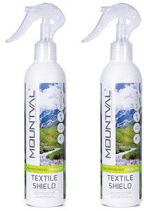 Mountval Textile Shield (2Pck/300ml)–Twin-Pack: High-Tech Spray-On Waterproof Solution for Outdoor Gear & Clothing – Breathable, Safe, Solvent-Free, Waterproofing GORE-TEX Spray for Jackets, Backpacks