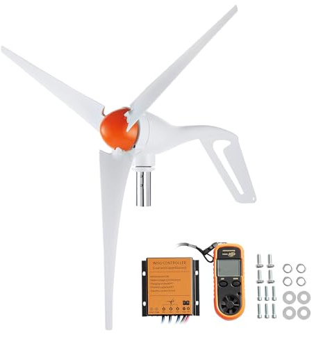 VEVOR 500 W Windkraftanlage, 12 V Windgenerator, 3-Blatt-Windkraftgenerator mit Anemometer, MPPT-Regler und einstellbarer Windrichtung, geeignet für Zuhause, Bauernhof, Wohnmobile, Boote