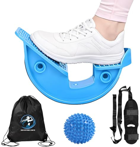 JIURUN Calf Stretcher and Foot Rocker for Plantar Fasciitis - Leg Stretching Strap, Hamstring and Calf Stretcher, Suitable for Stretching Legs and Thighs (Blue)