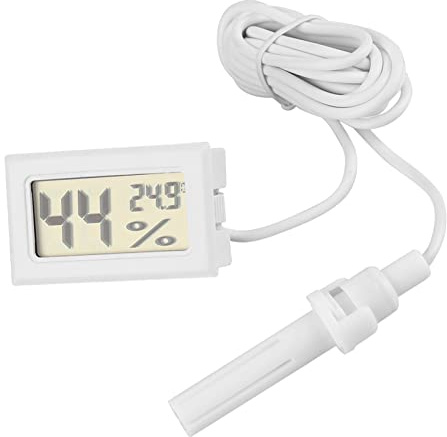 Hspemo Termómetro Higrómetro Reptil Integrado LCD Digital 8x7x3 Medidor de Humedad y Temperatura con Sonda Externa para Incubadoras, Criadoras y Salas de Cigarros