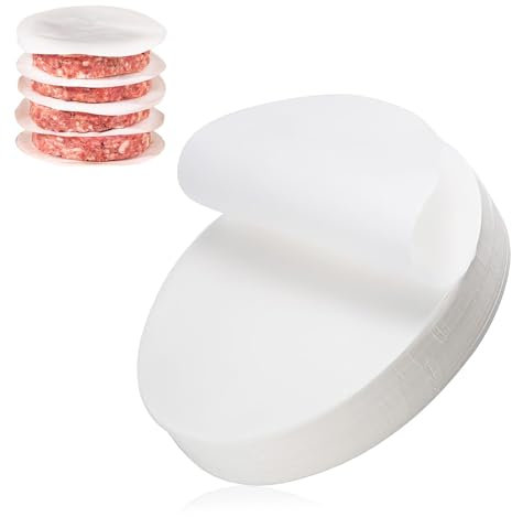 500 Pezzi Carta Oleata per Hamburger 11 cm Antiaderente Fogli Separatori Rotondi, Carta da Forno per Torta di Carne, Polpette, Accessori per Barbecue