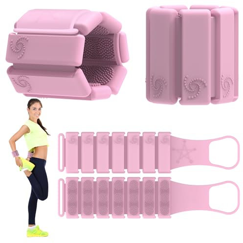 Knöchelgewichte für Frauen, tragbare verstellbare Handgelenkgewichte, Handgewichte und Beingewichte 2er Set (je 0,5 kg) für Pilates, Walking, Laufen, Yoga, Tanz, Aerobic, Fitnessstudio, Workout, Rosa