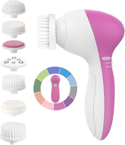 COSLUS Gesichtsreinigungsbürste Gesichtsbürste Elektrisch, IPX7 Wasserdichte Reinigungsbürste Gesicht mit 7 Bürstenköpfen, 360° Tiefenreinigung Gesichtsreinigung Entfernen von Mitessern, Peeling