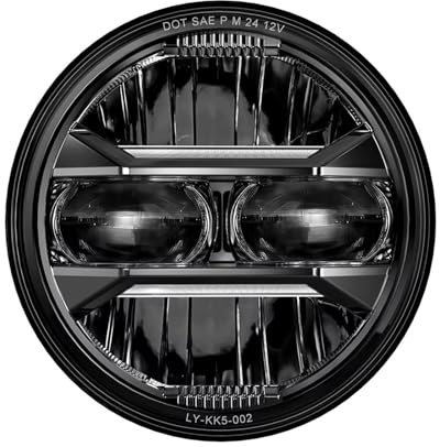 LONPEXDT Faros Motocicleta Faro LED Para Motocicleta 5,75 Pulgadas Proyector Angel Eyes H4 5 3/4 Faro DRL Señal Giro Para Sportster Dyna Iron 883 Faro LED Moto(Blanco)